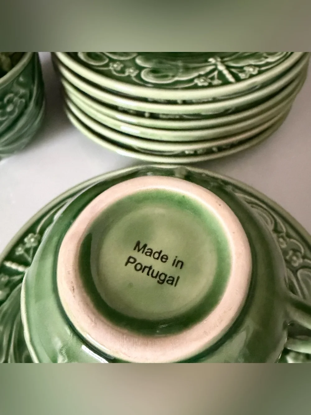 SET of 6 Dragonfly Cup & Saucers - For World Market by Bordallo Pinheiro